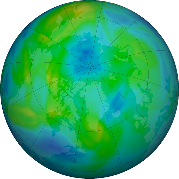 Arctic ozone map for 09 November 2020